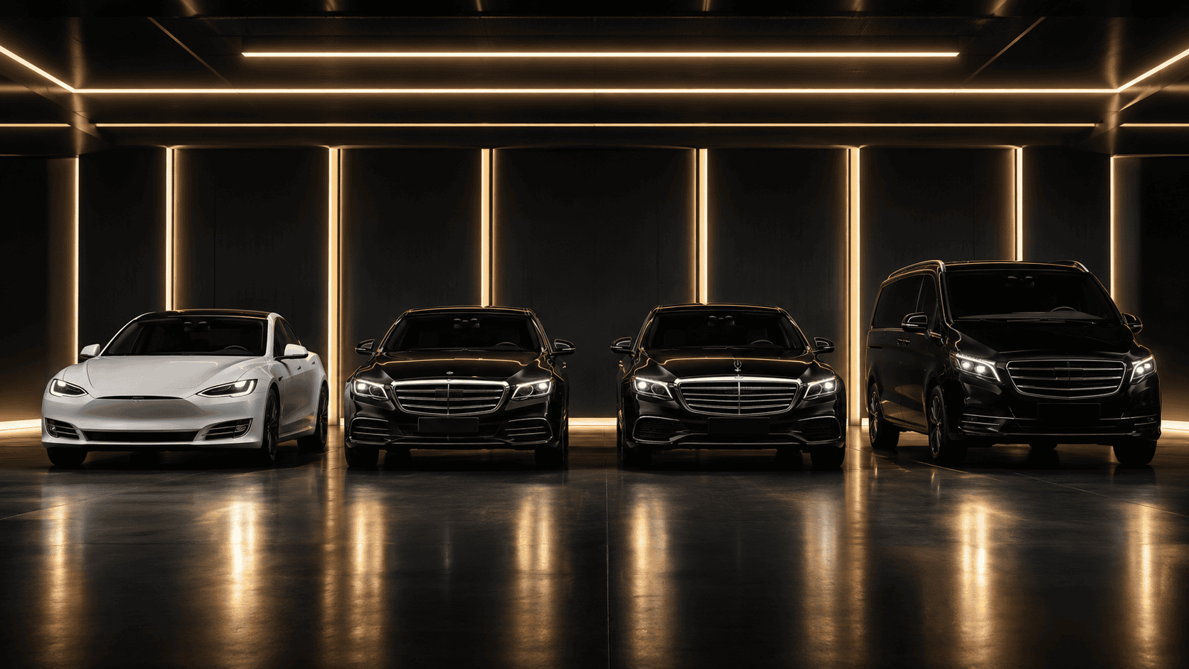 Flotte VTC RM Luxury Transport, Tesla, Classe E, Classe S, V-Class